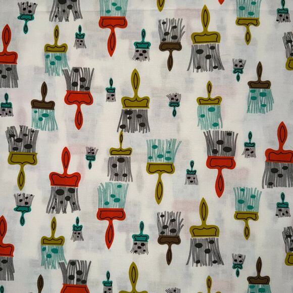 Michael Miller Fabrics - Painterly - Paint Brushes - Cotton Fabric- 3/4 Yard Cut - Picture 1 of 6